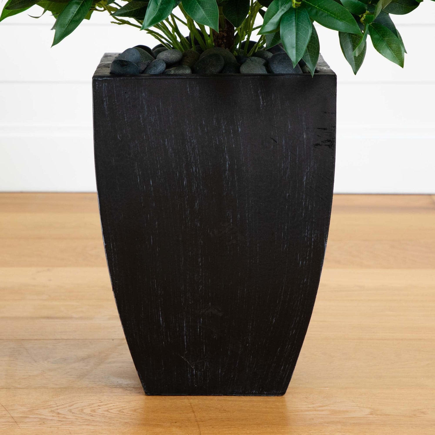 56” Bay Leaf Cone Topiary Artificial Tree UV Resistant in Black Planter (Indoor/Outdoor)