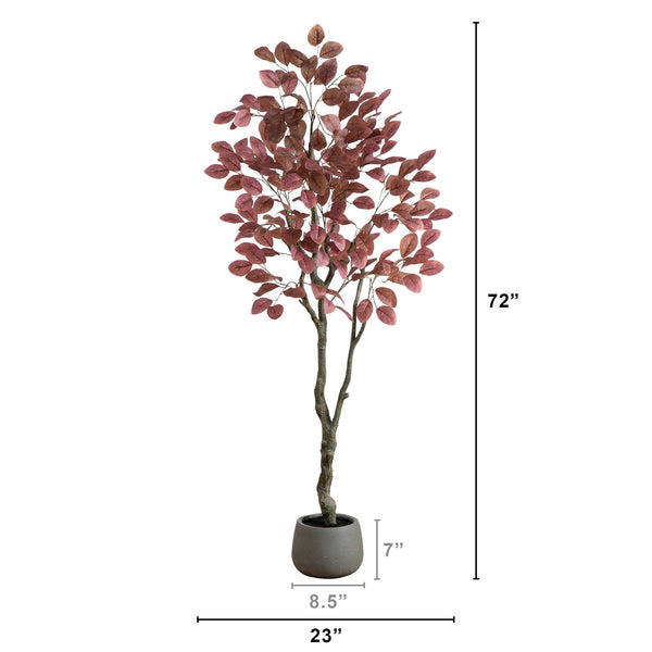 6’ Artificial Autumn Dogwood Fall Tree in Deco Planter