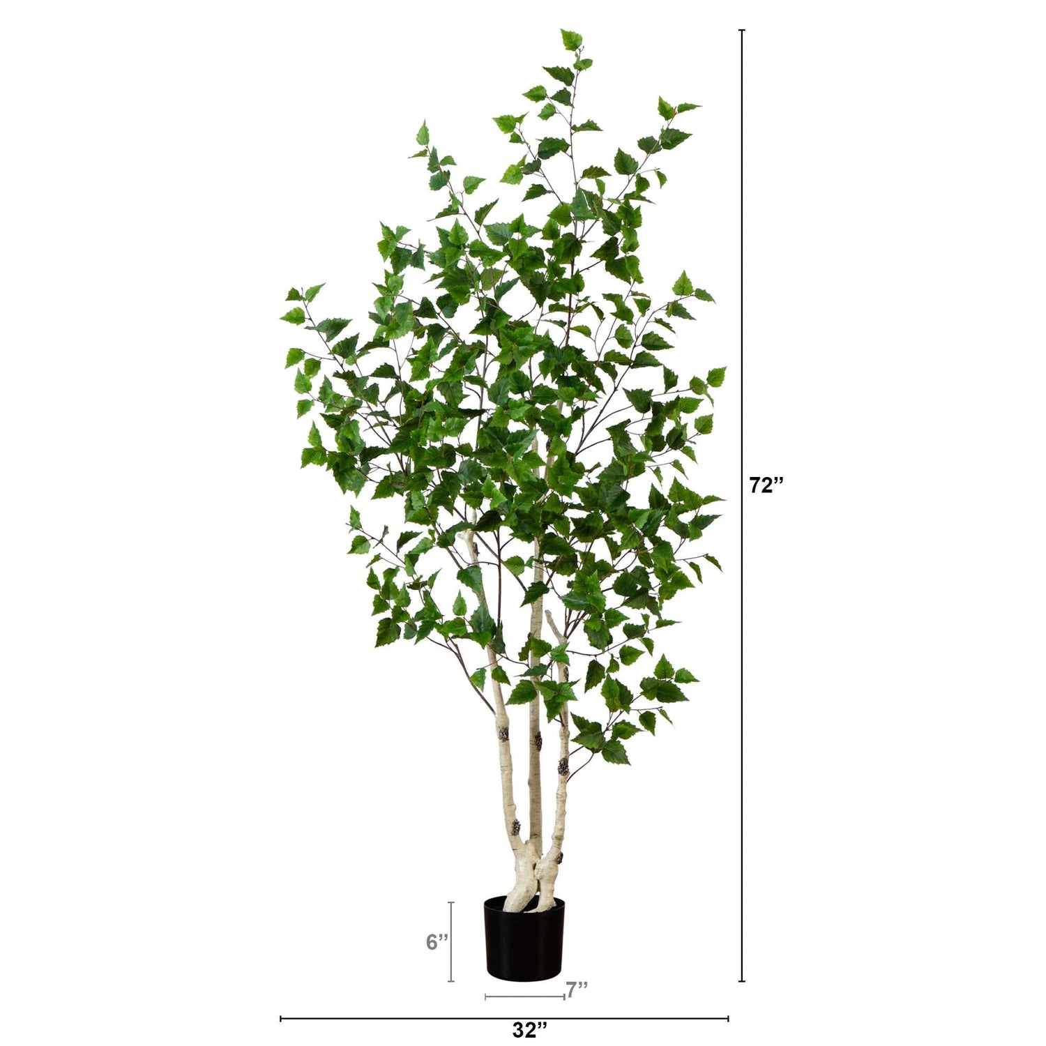 6’ Artificial Birch Tree with Real Touch Leaves