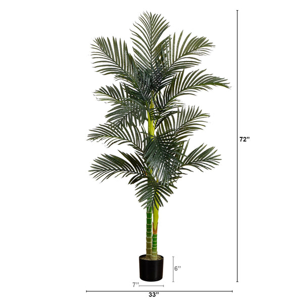 6’ Artificial Double Stalk Golden Cane Palm Tree