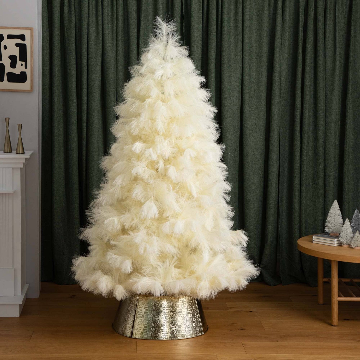 6’ Artificial Off-White Pampas Grass Christmas Tree