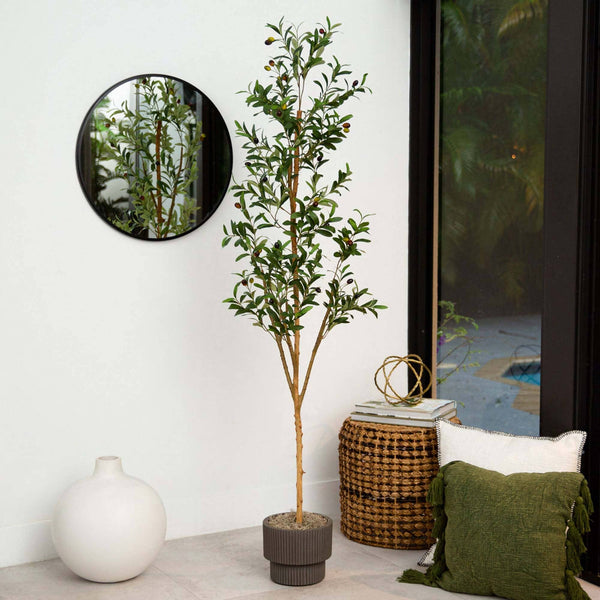 6’ Artificial Olive Tree with Natural Trunk