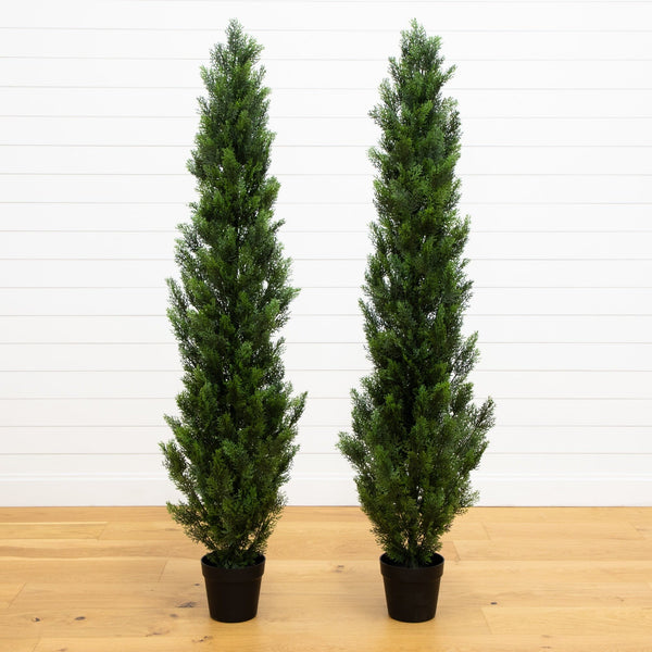 6' Mini Cedar Pine Tree UV Resistant (Indoor/Outdoor) - Set of 2