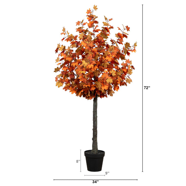 6’ Autumn Lush Maple Artificial Fall Tree