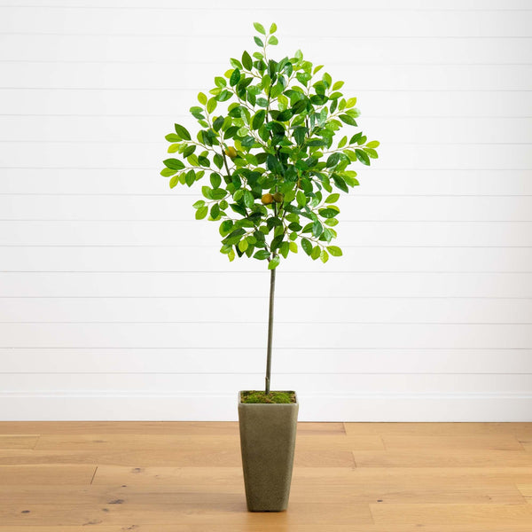 6’ Lemon Artificial Tree in Olive Green Planter