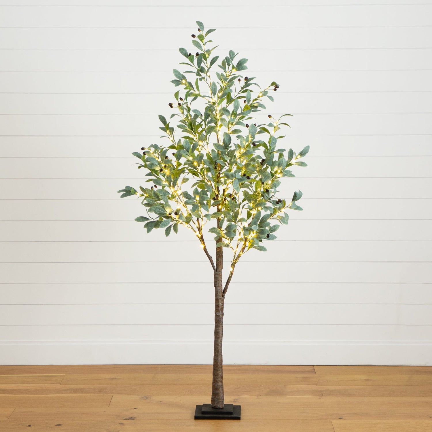 6’ Lighted Artificial Fruiting Olive Tree with 280 Warm White LED Lights