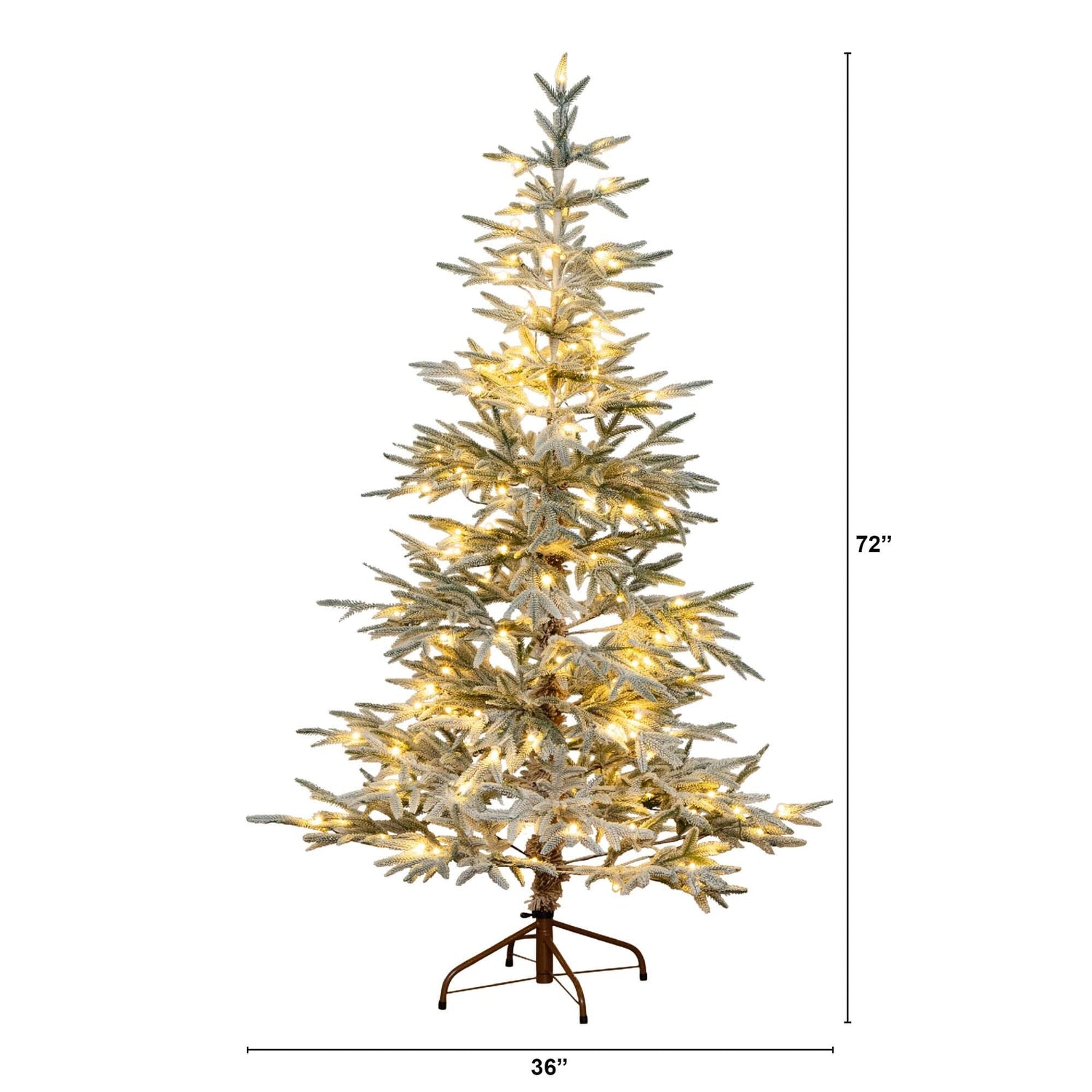 6’ Pre-Lit Artificial Flocked Woodland Fir Christmas Tree with 150 Warm White LED Lights