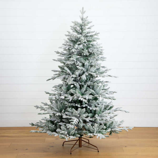 6' Pre-Lit Artificial Fraser Fir Flocked Christmas Tree with Instant Connect Technology and 280 Warm White LED Lights