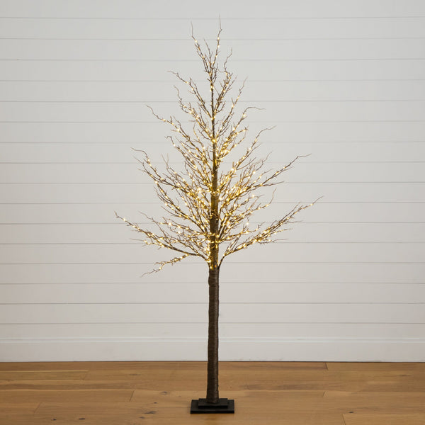 6’ Pre-Lit Artificial Trig Tree with 480 Warm White LED Lights