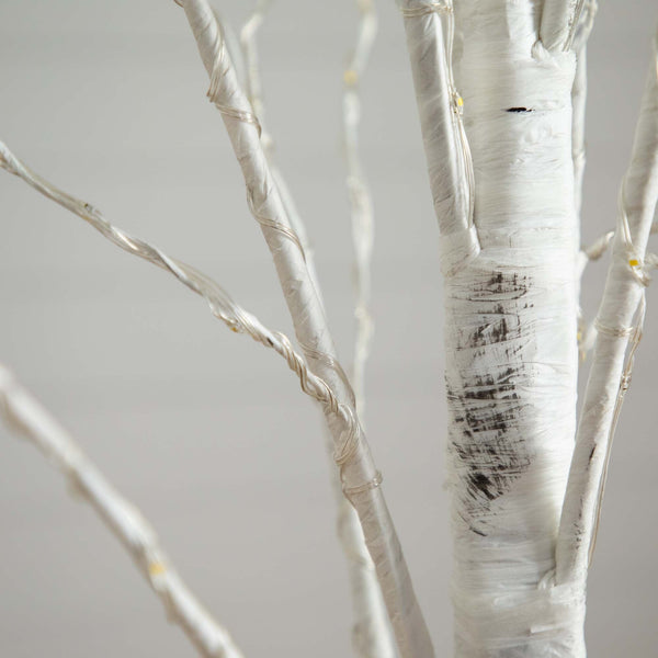 6’ Pre-Lit Artificial White Birch Tree with 300 Warm White LED Lights