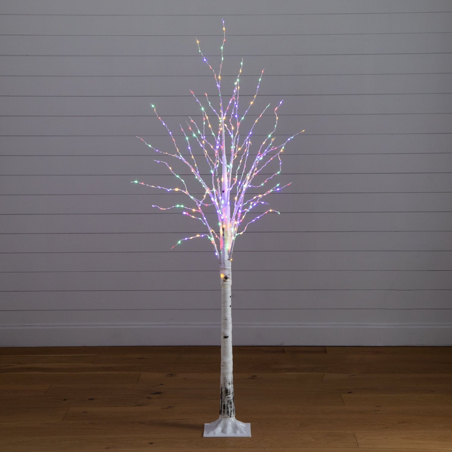 6’ Pre-Lit Artificial White Birch Tree with 400 Color Changing LED Lights