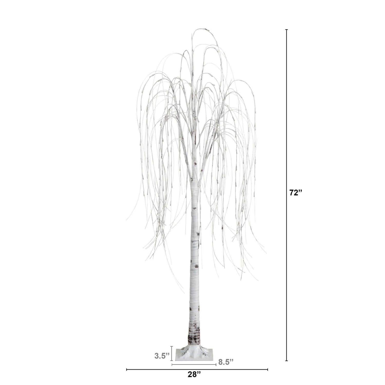 6’ Pre-Lit Artificial White Weeping Willow Tree with 160 Warm White LED Lights