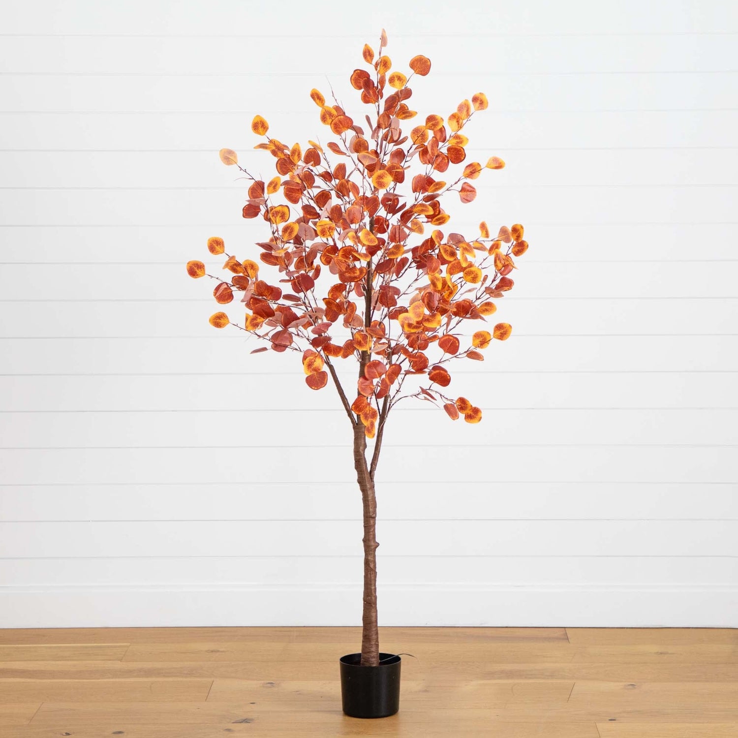 6’ Pre-Lit Autumn Eucalyptus Artificial Fall Tree with 300 Warm White LED Lights