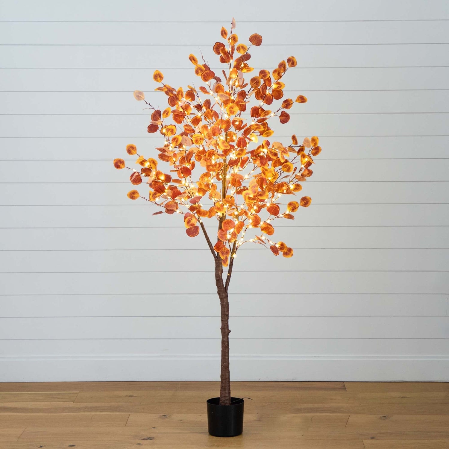 6’ Pre-Lit Autumn Eucalyptus Artificial Fall Tree with 300 Warm White LED Lights