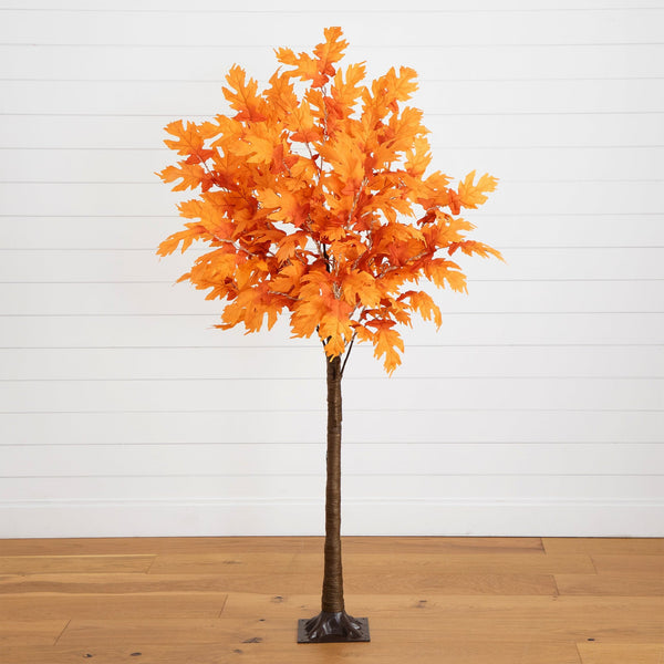 6’ Pre-Lit Autumn Maple Artificial Fall Tree with 300 Warm White LED Lights