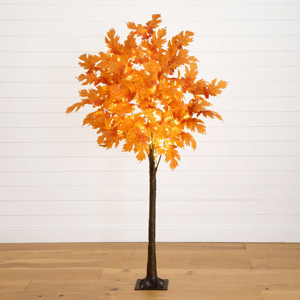 6’ Pre-Lit Autumn Maple Artificial Fall Tree with 300 Warm White LED Lights