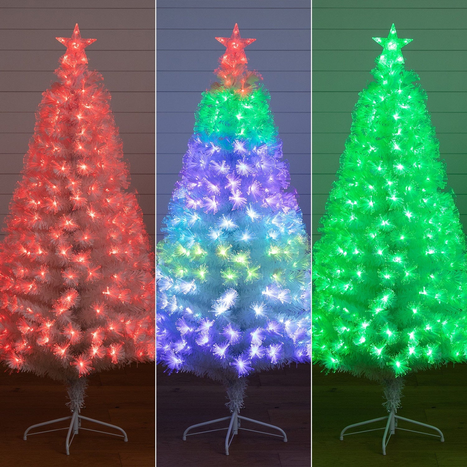 6' Pre-Lit Fiber Optic Artificial White Christmas Tree with Star Tree Topper