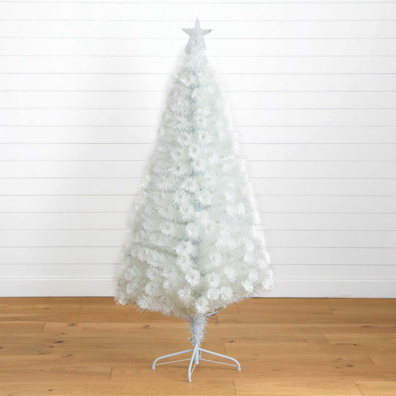 6' Pre-Lit Fiber Optic Artificial White Christmas Tree with Star Tree Topper