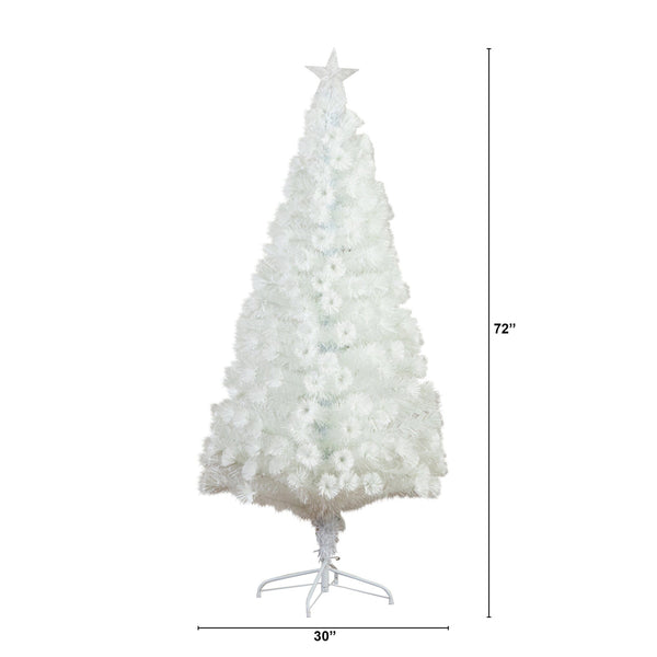 6' Pre-Lit Fiber Optic Artificial White Christmas Tree with Star Tree Topper