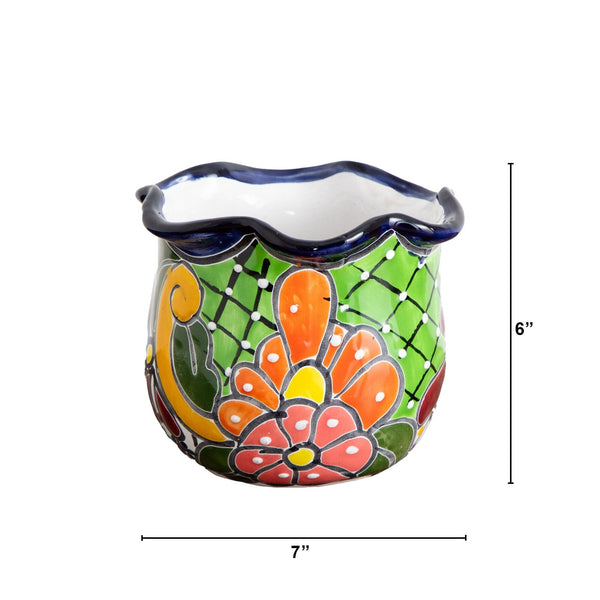 6" x 7" Handmade Mexican Talavera Ceramic Planter