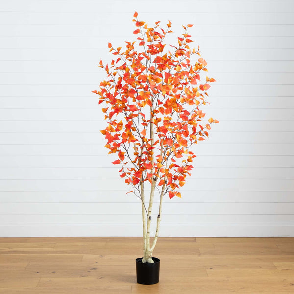 7’ Autumn Birch Artificial Fall Tree