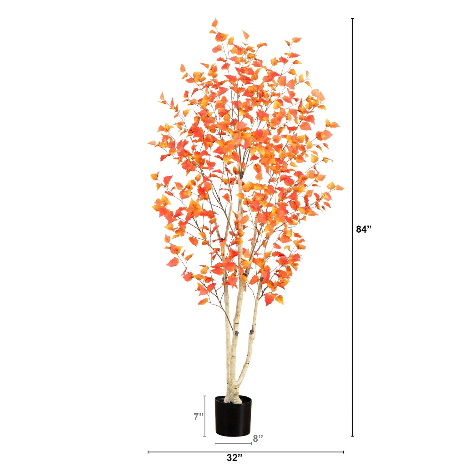 7’ Autumn Birch Artificial Fall Tree