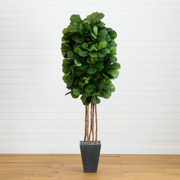 7’ Fiddle Leaf Fig Artificial Tree Beige Trunk