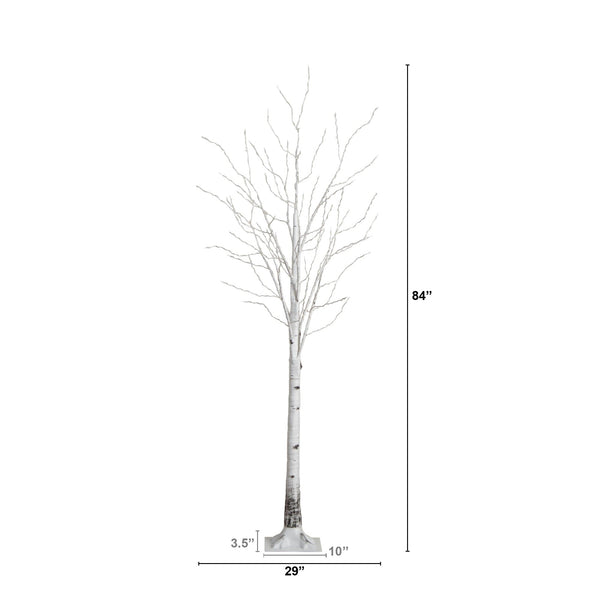 7’ Pre-Lit Artificial White Birch Tree with 400 Warm White LED Lights