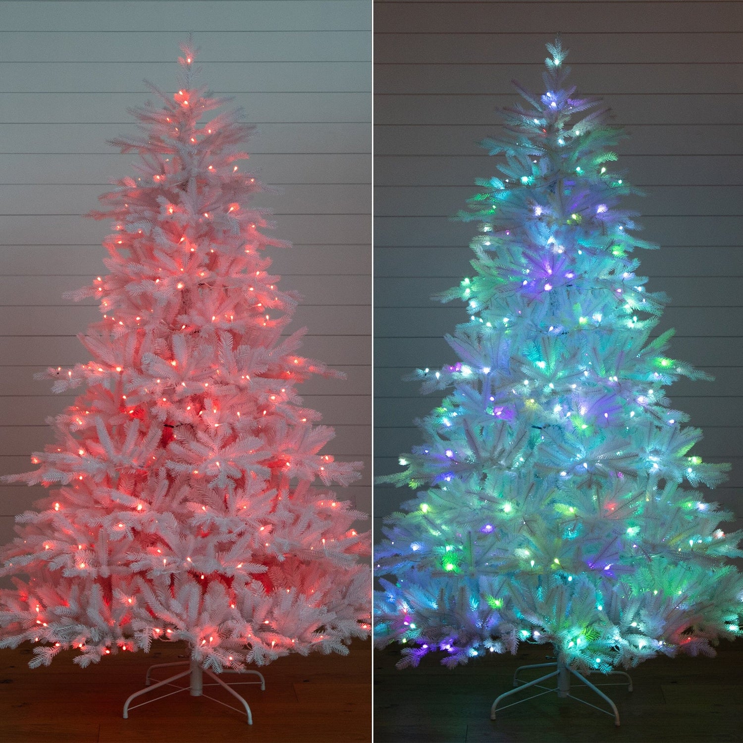 7’ Pre-Lit Artificial White California Spruce Christmas Tree with 440 Color Changing LED Lights