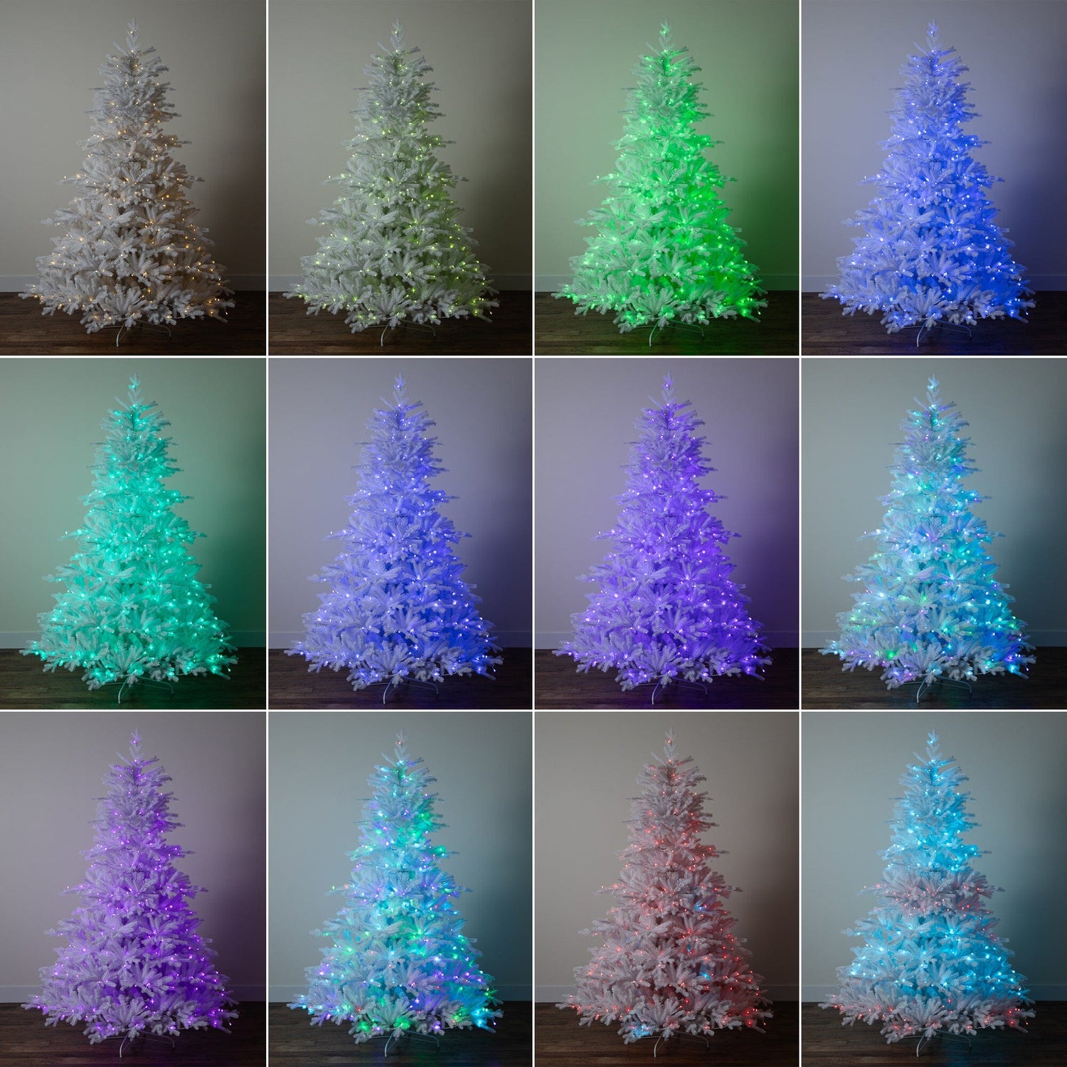 7’ Pre-Lit Artificial White California Spruce Christmas Tree with 440 Color Changing LED Lights