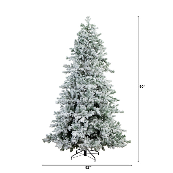 7.5’ Pre-Lit Artificial California Flocked Spruce Christmas Tree with 1000 Color Changing LED Lights