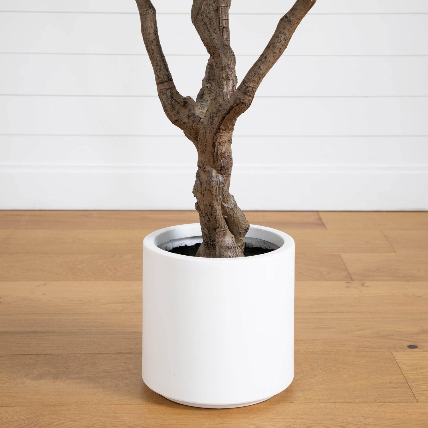 8’ Artificial Grand Olive Tree in White Decorative Planter