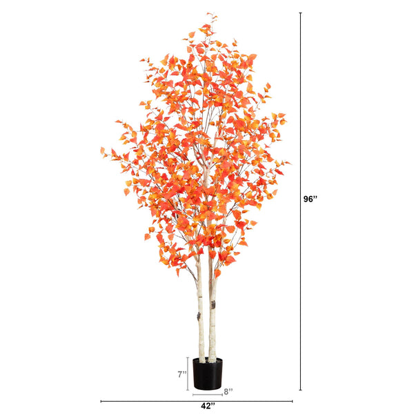 8’ Autumn Birch Artificial Fall Tree