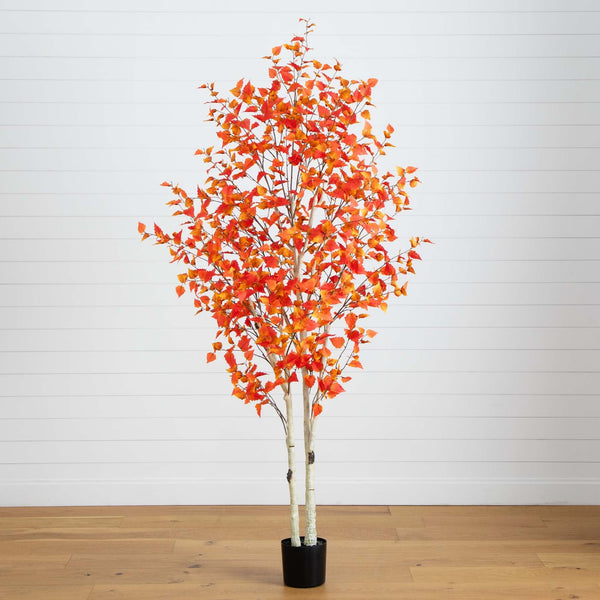 8’ Autumn Birch Artificial Fall Tree