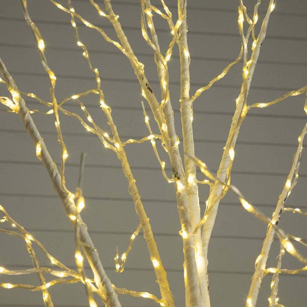 8’ Pre-Lit Artificial White Birch Tree with 500 Warm White LED Lights