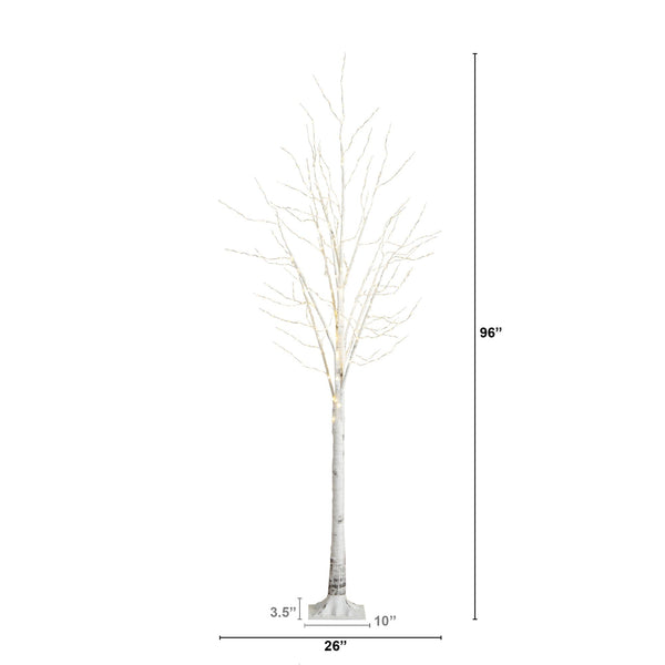 8’ Pre-Lit Artificial White Birch Tree with 500 Warm White LED Lights