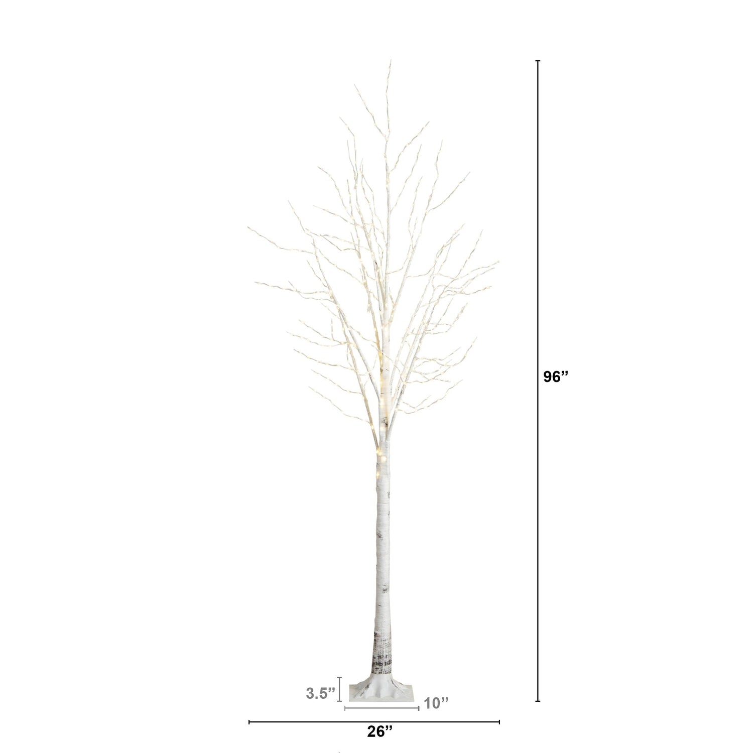 8’ Pre-Lit Artificial White Birch Tree with 500 Warm White LED Lights