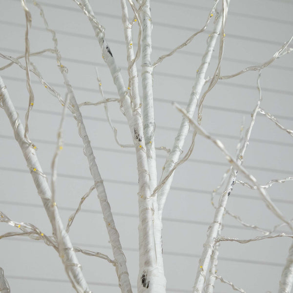 8’ Pre-Lit Artificial White Birch Tree with 500 Warm White LED Lights