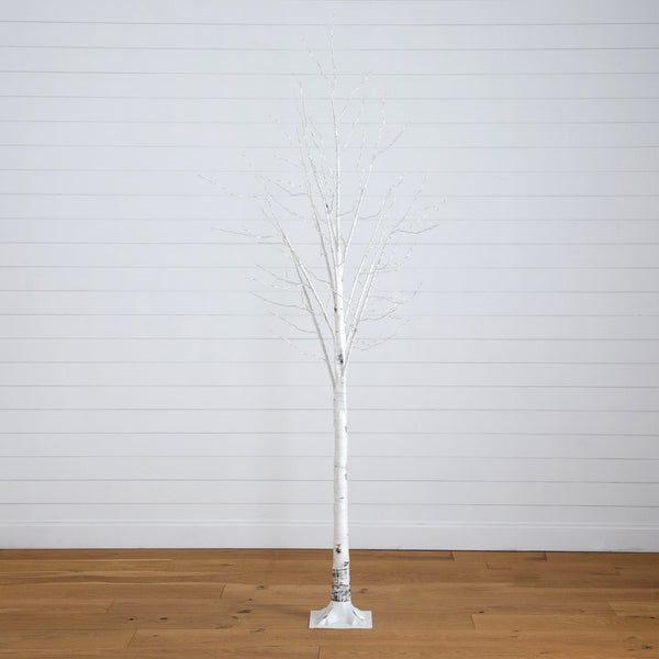 8’ Pre-Lit Artificial White Birch Tree with 500 Warm White LED Lights