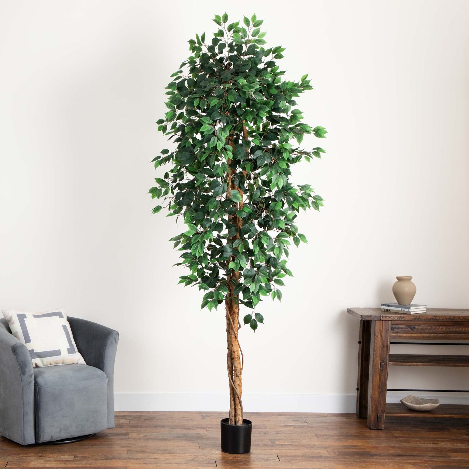 9’ Artificial Ficus Tree with Natural Trunk