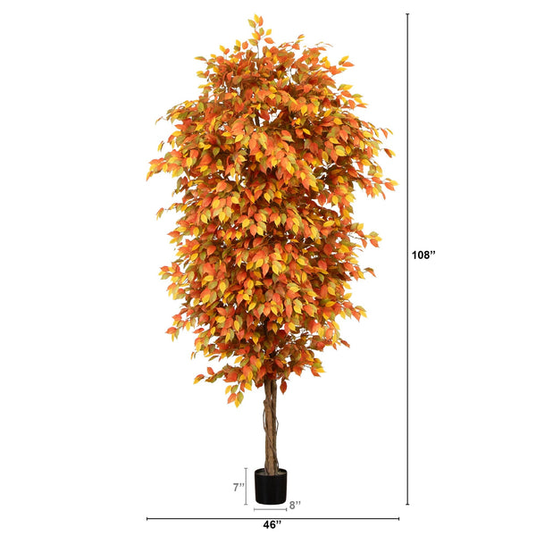 9’ Autumn Ficus Artificial Fall Tree