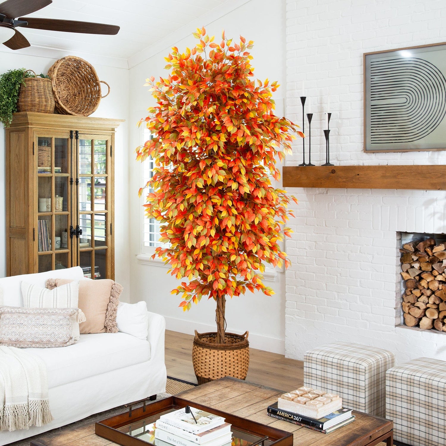 9’ Autumn Ficus Artificial Fall Tree