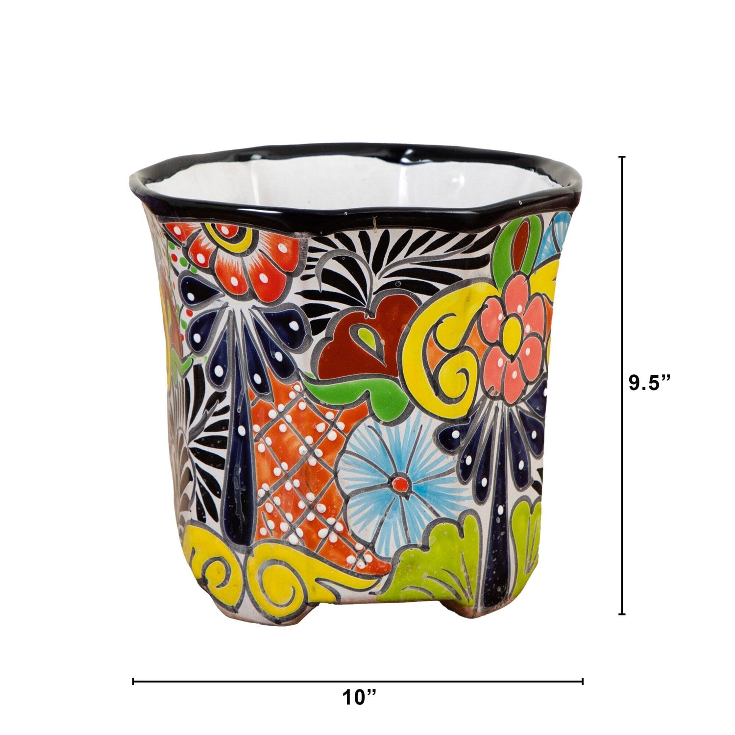 9.5" x 10" Handmade Mexican Talavera Ceramic Planter