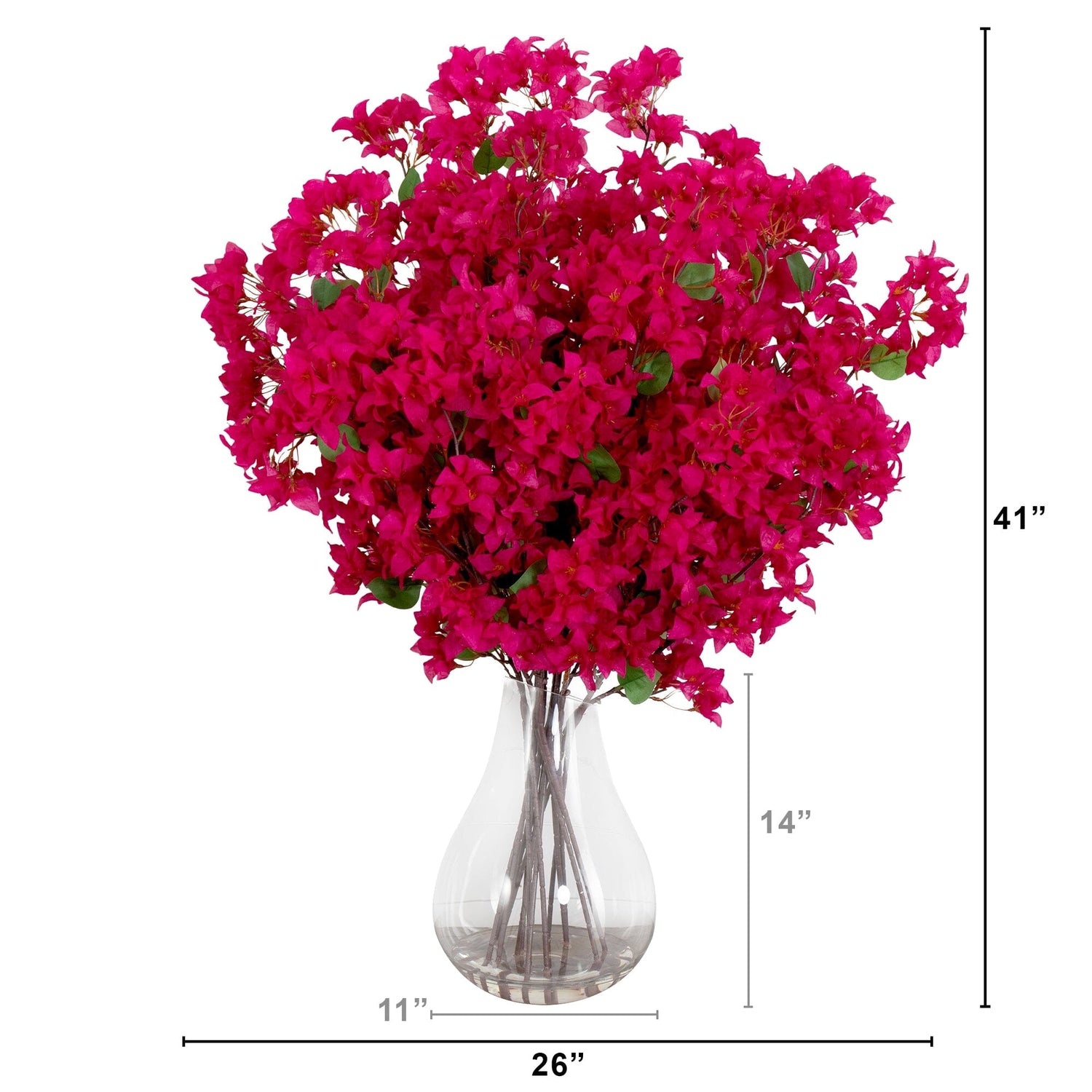 Signature Collection 41” Giant Bougainvillea Artificial Arrangement in Glass Vase