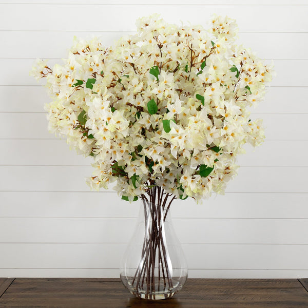 Signature Collection 41” Giant Bougainvillea Artificial Arrangement in Glass Vase