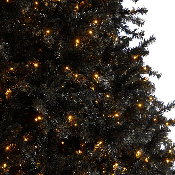 10’ Black Artificial Christmas Tree with 950 Clear LED Lights and 3056 Tips