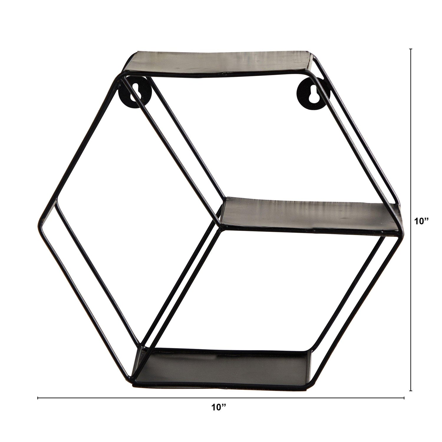 10” Black Matte Hexagon Wall Shelf