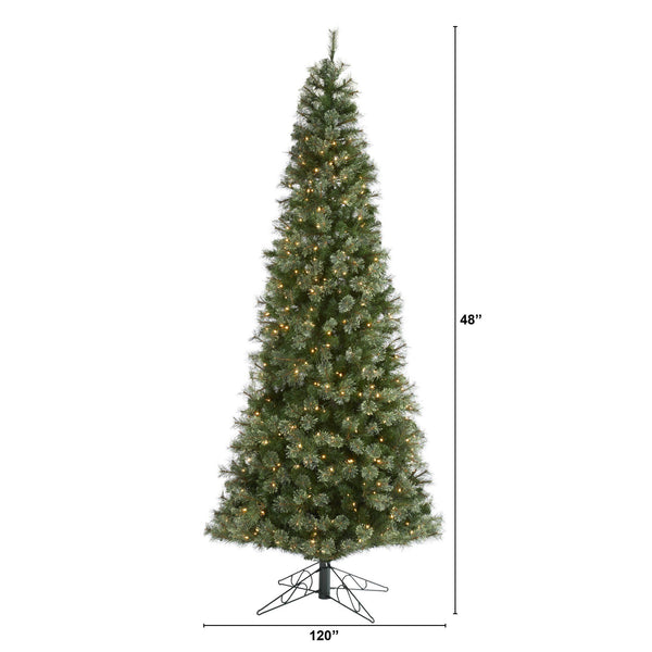 10' Cashmere Slim Artificial Christmas Tree with 750 Warm White Lights and 1908 Bendable Branches