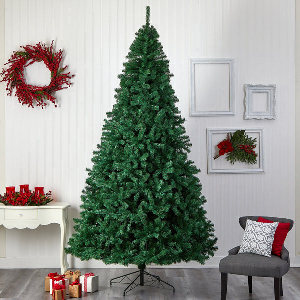 10' Northern Tip Artificial Christmas Tree with 800 Clear LED Lights and 2200 Bendable Branches