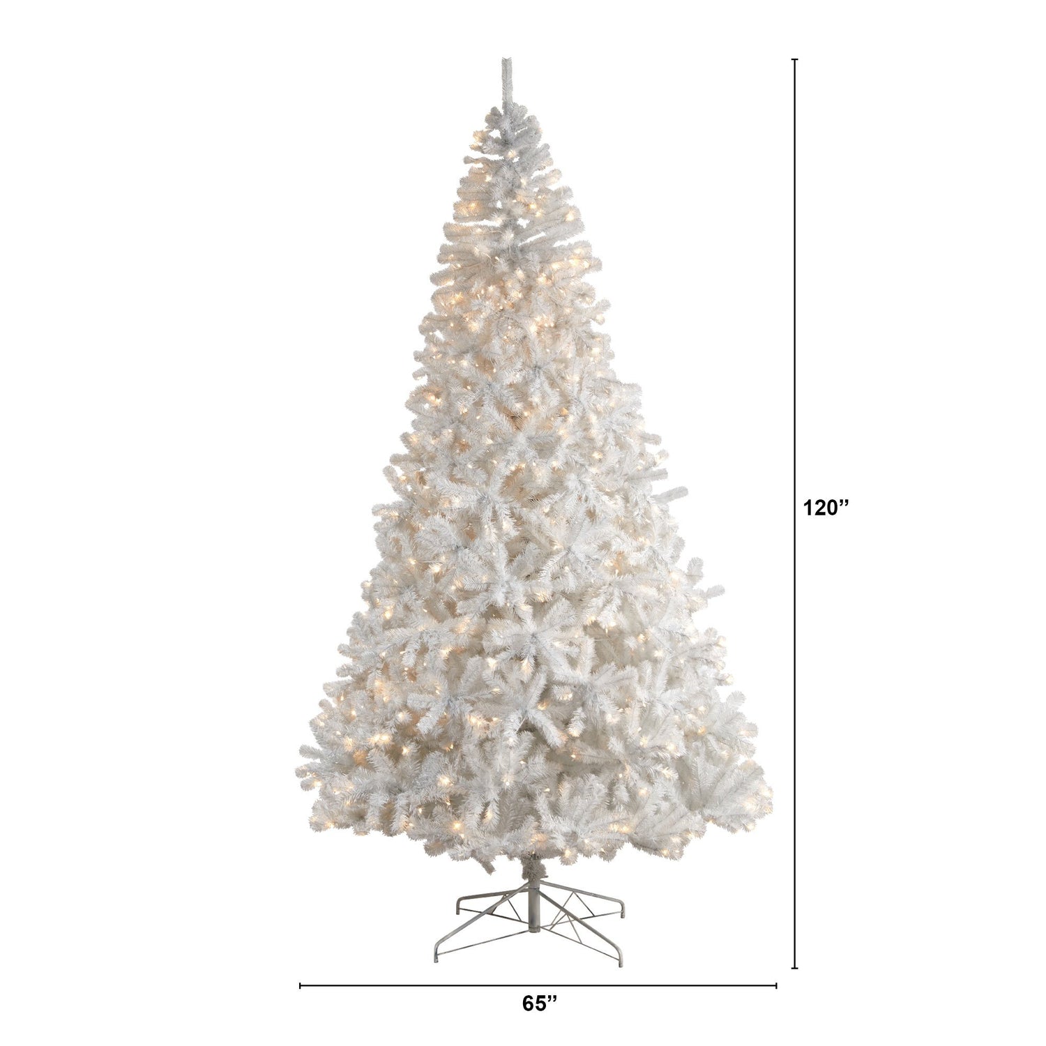 10' White Artificial Christmas Tree with 2200 Bendable Branches and 800 LED Lights